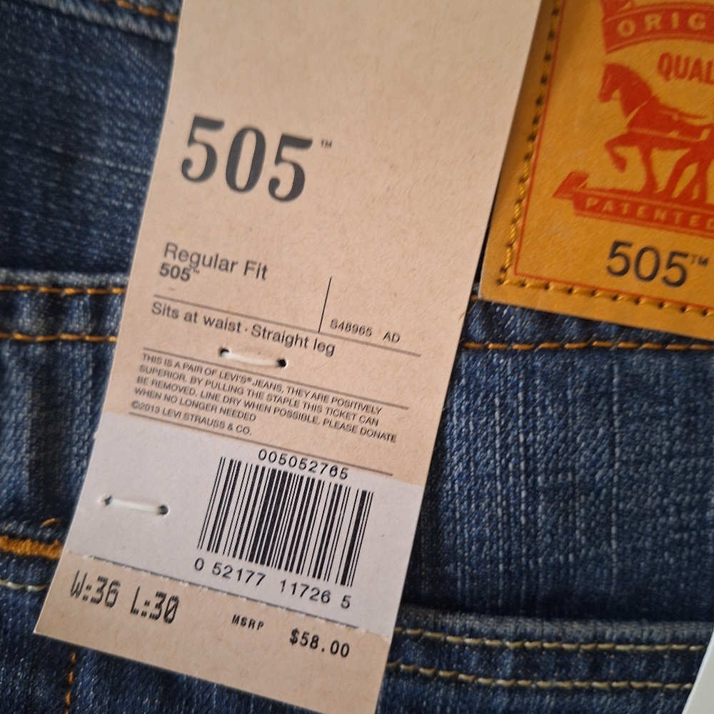 NWT LEVI'S 505  SIZE 36×30
